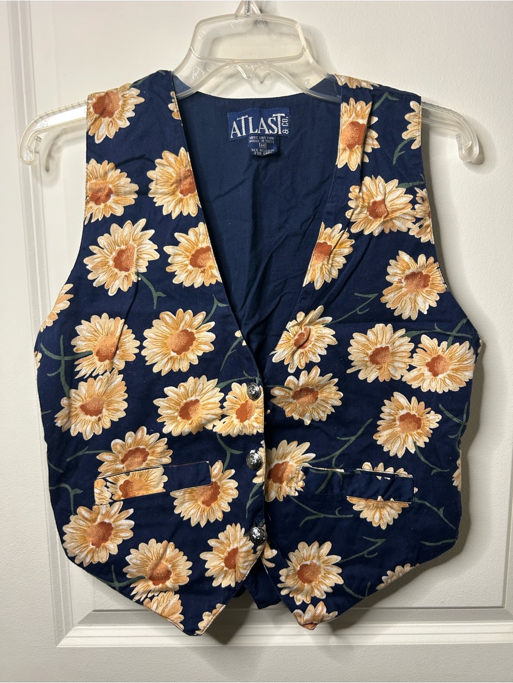 Vintage AtLast & Co Sunflower Cotton Vest Medium
